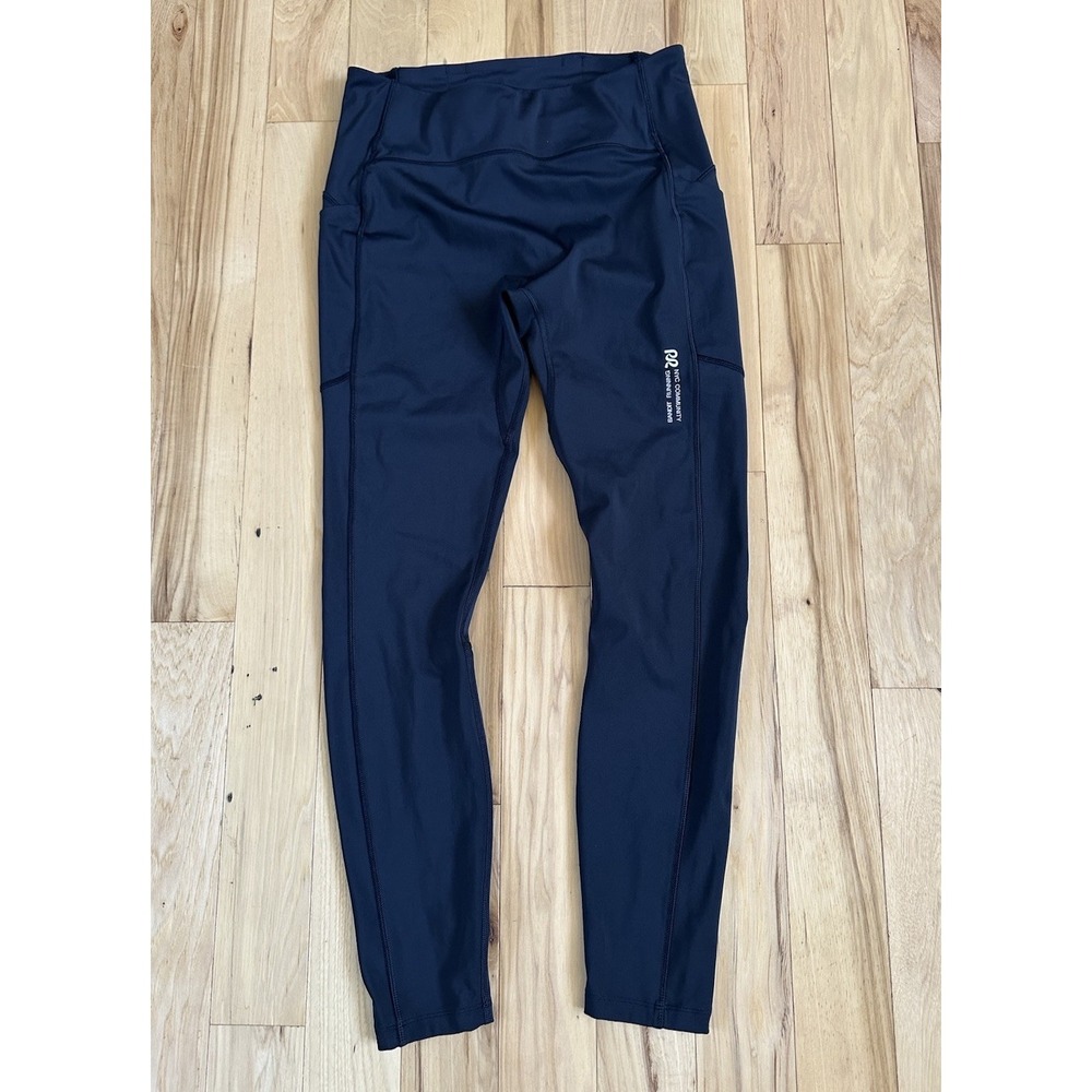 Bandit Running Leggings Womens Large Black Stamina Pop Stitch High Waist Pockets